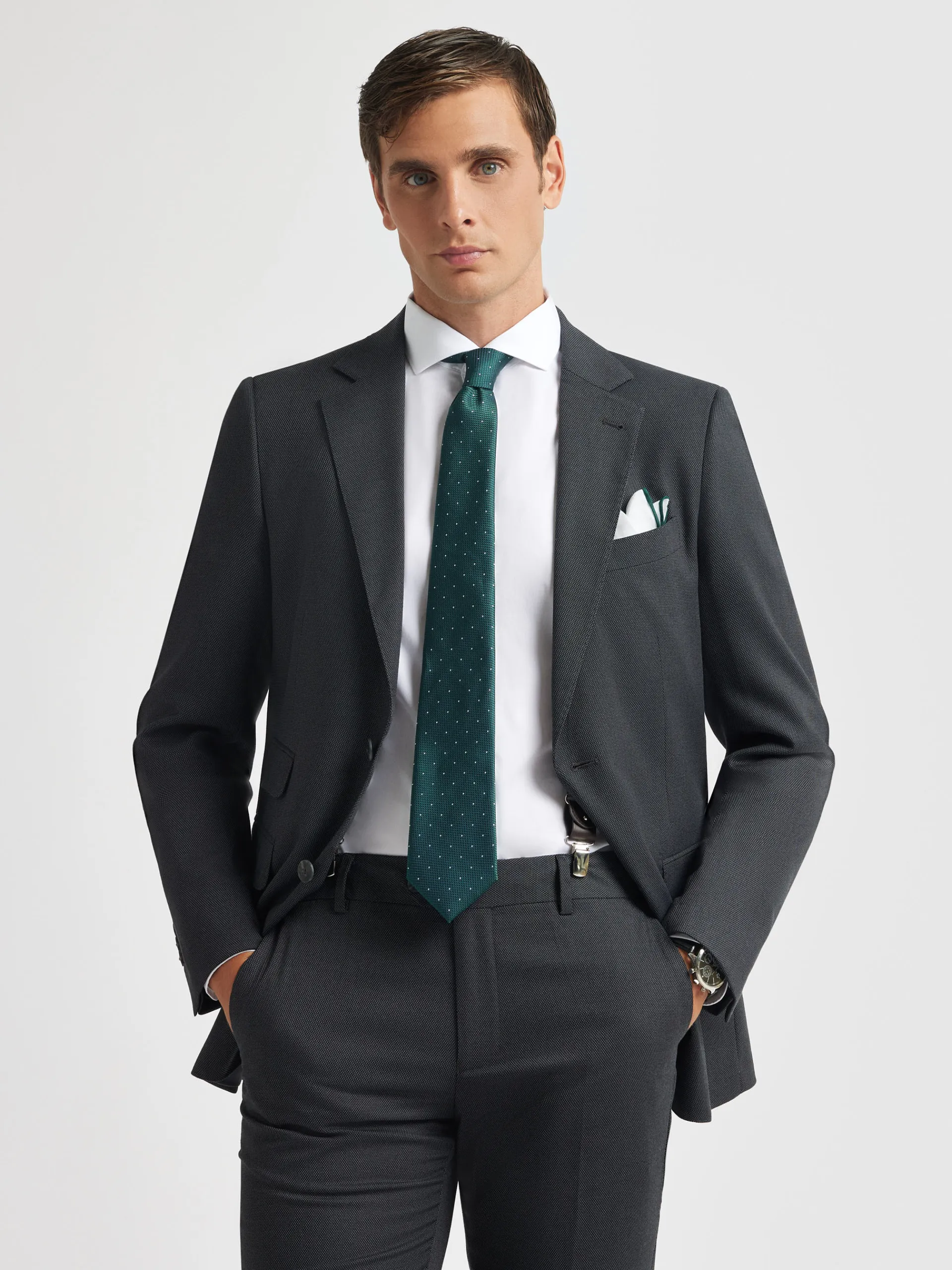 Trajes|Trajes-Alvaro Moreno AMERICANA BIRDEYE Gris