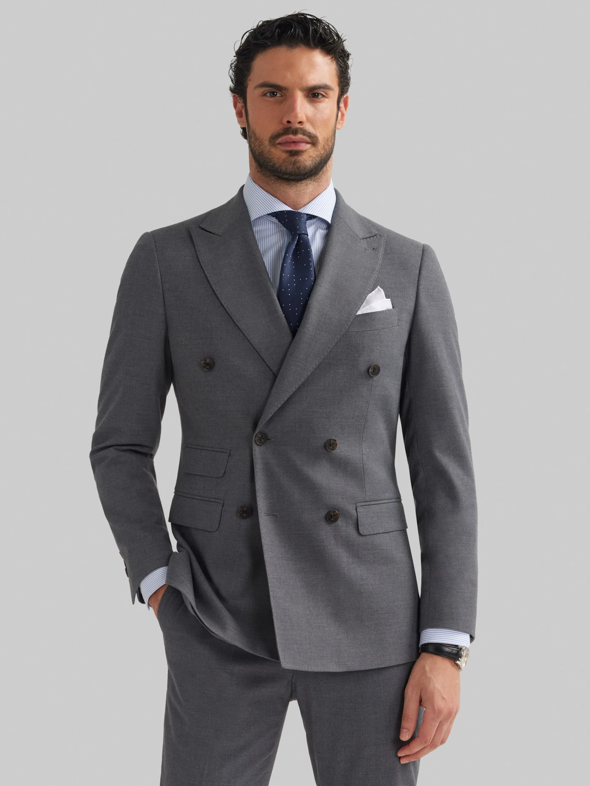 Trajes|Trajes-Alvaro Moreno AMERICANA DUOMO CRUZADO Gris