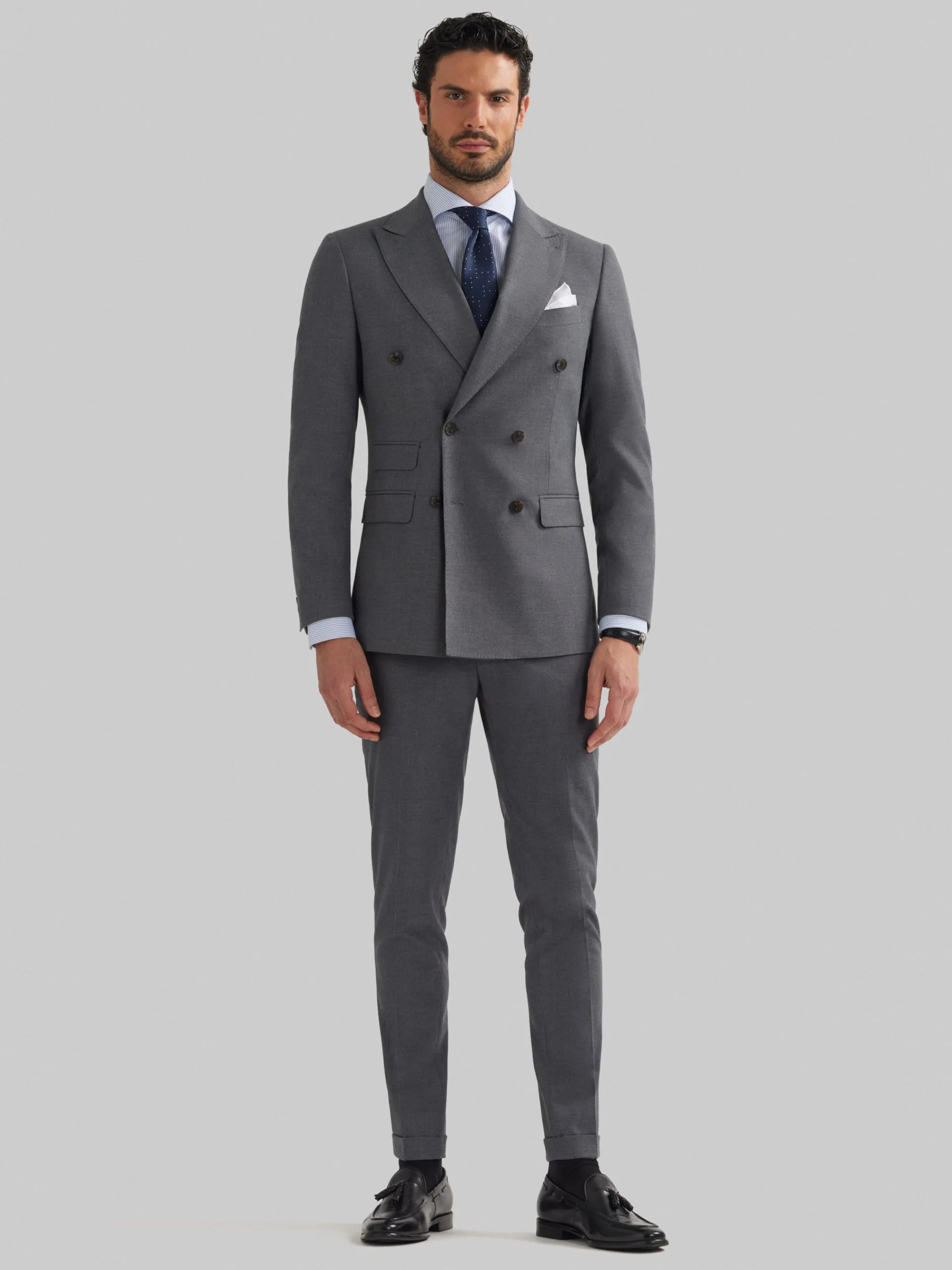 Trajes|Trajes-Alvaro Moreno AMERICANA DUOMO CRUZADO Gris