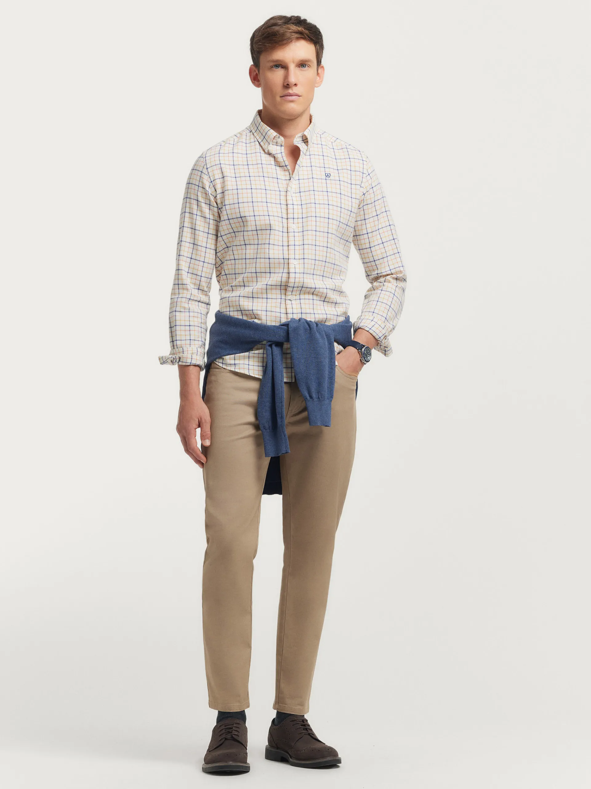 Franela-Alvaro Moreno CAMISA FLANNEL CHECKS Naranja