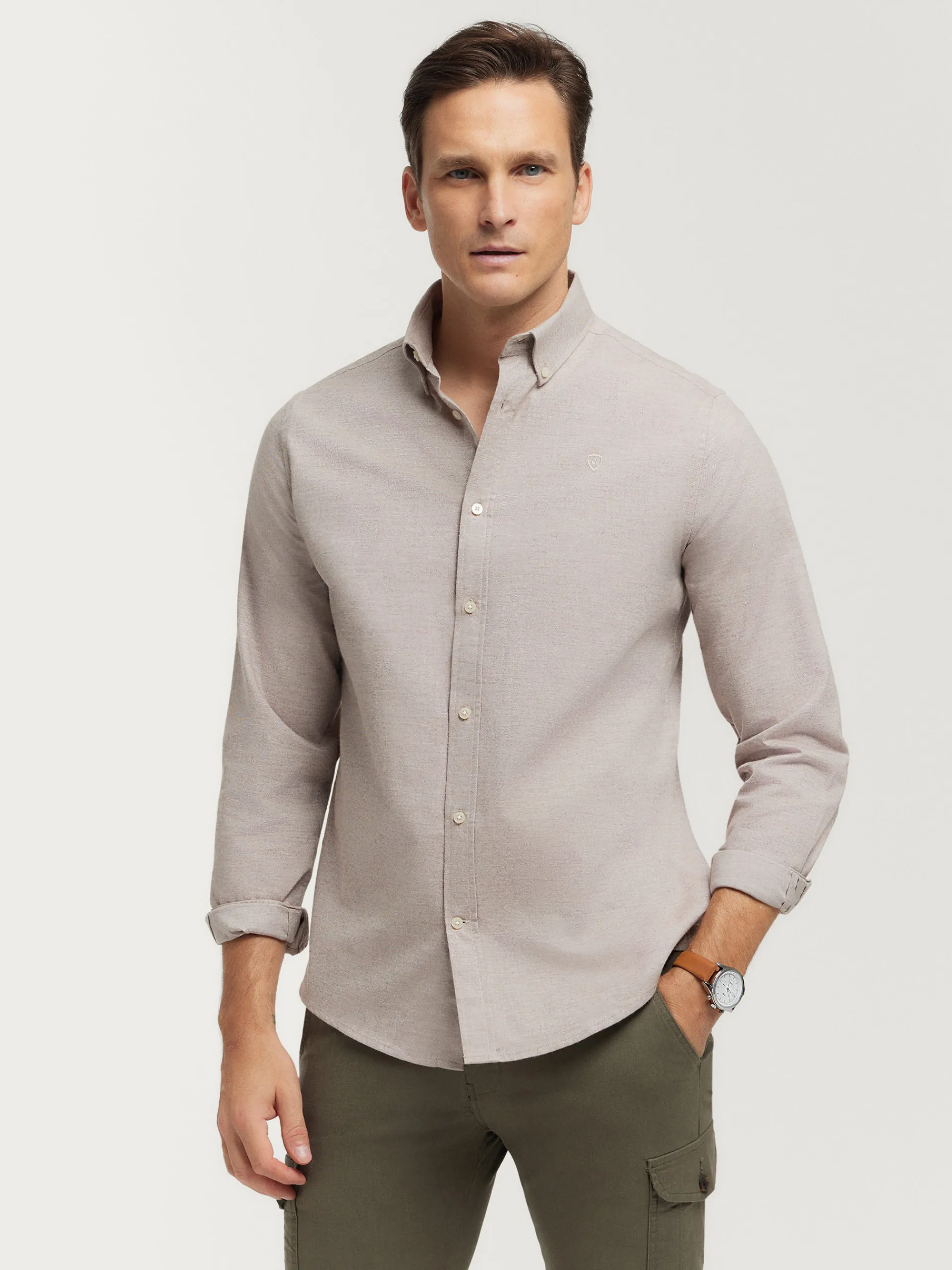 Franela-Alvaro Moreno CAMISA FLANNEL TWILL Beige