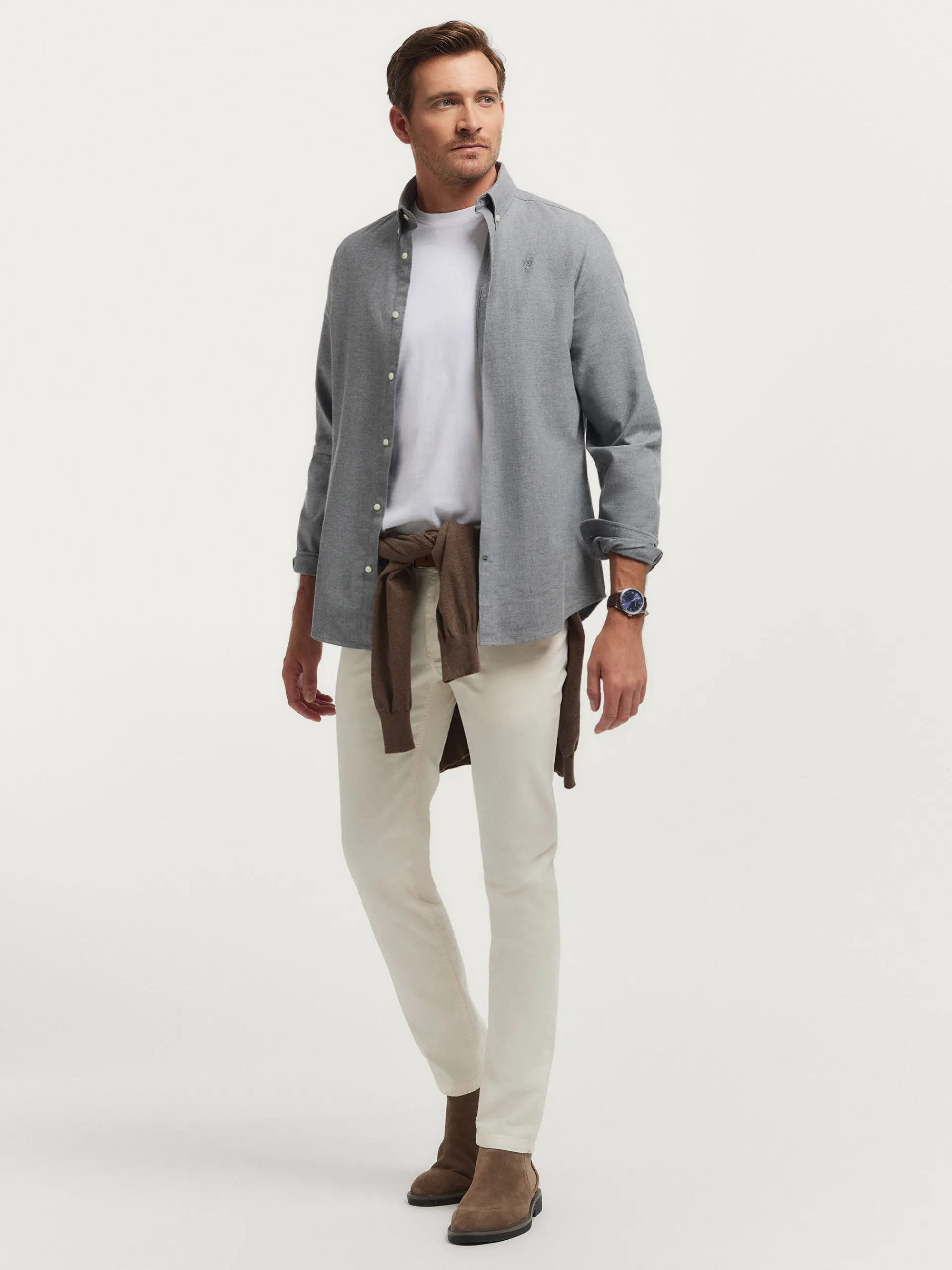 Franela-Alvaro Moreno CAMISA FLANNEL TWILL Gris