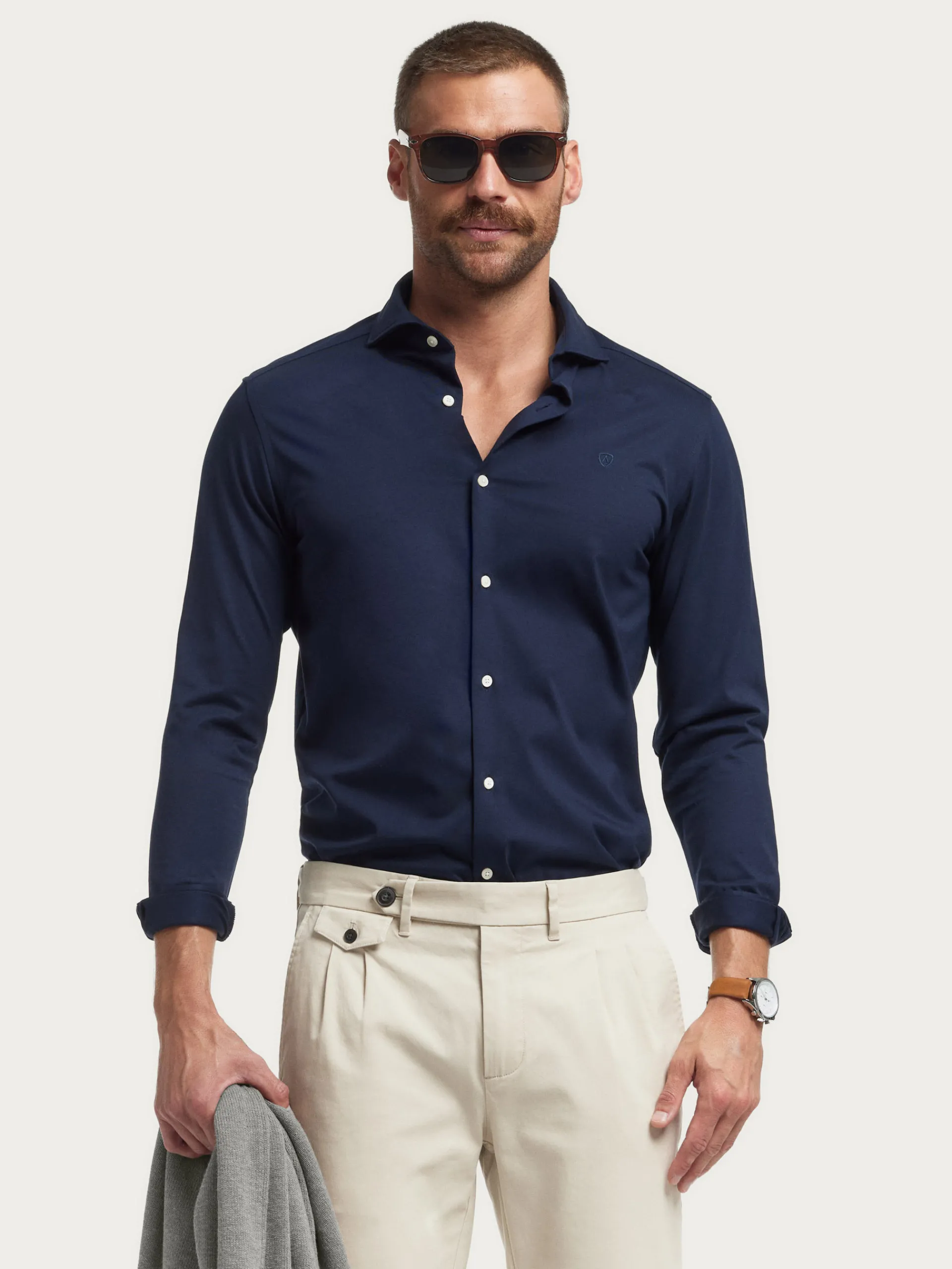 Casual-Alvaro Moreno CAMISA PUNTO ELASTICO Azul Marino
