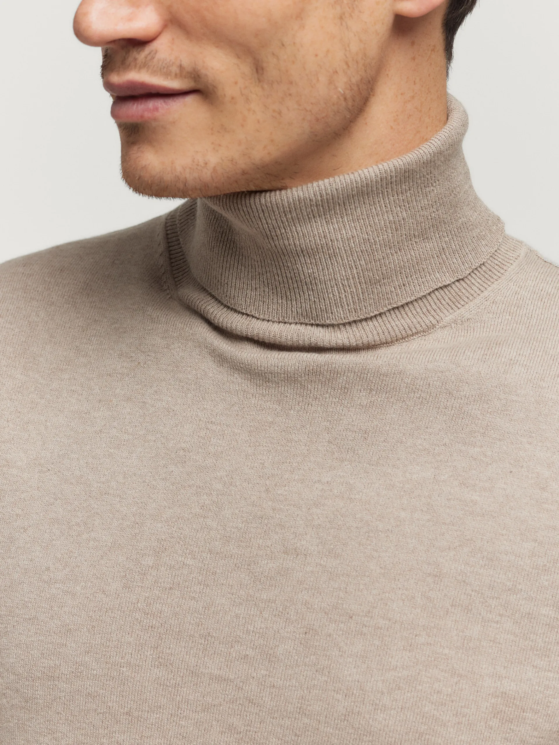 Jerséis-Alvaro Moreno JERSEY ROLL COLLAR Beige