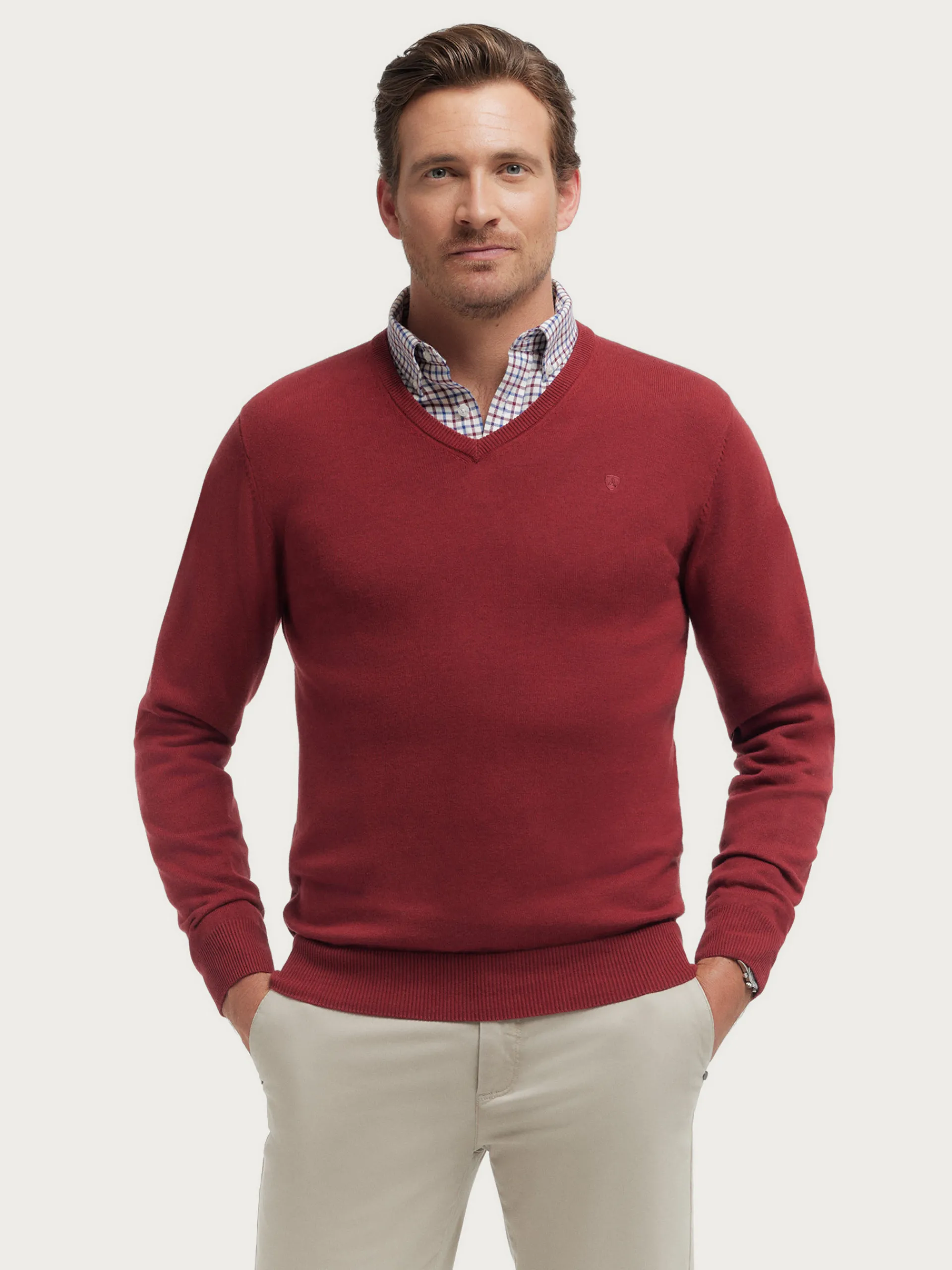 Jerséis-Alvaro Moreno JERSEY V-NECK TRENDY Burdeos