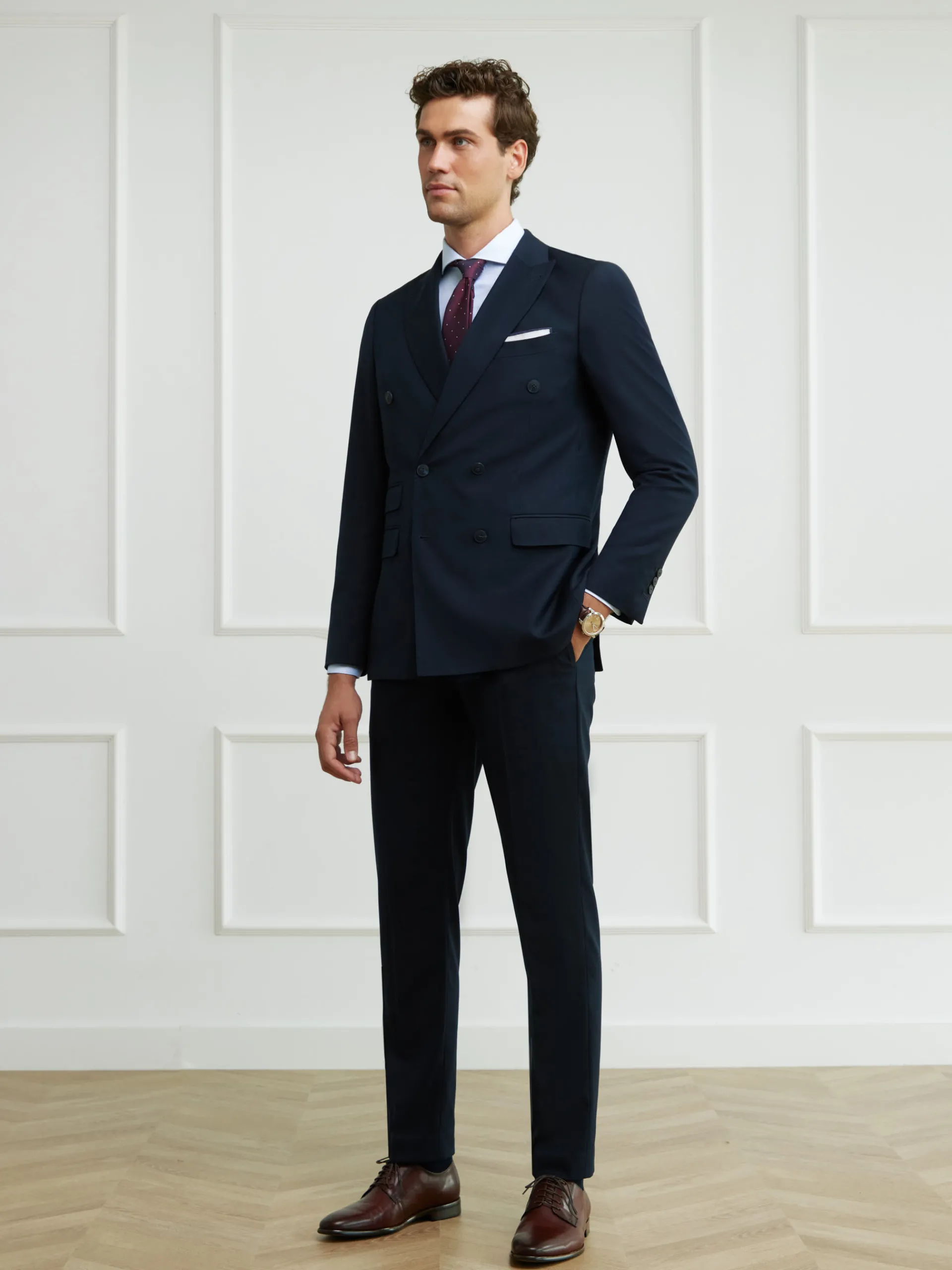Trajes|Trajes-Alvaro Moreno PANTALON TWILL CRUZADO Azul Marino