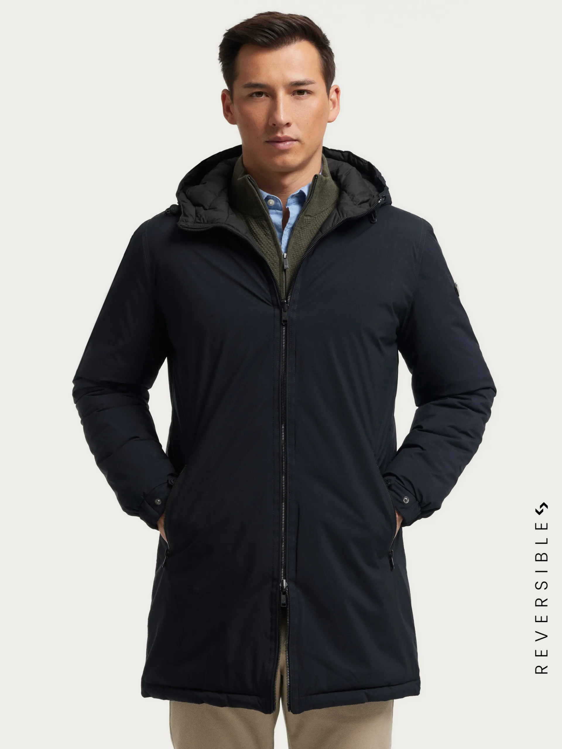Cazadoras Y Parkas-Alvaro Moreno PARKA RATCHED REVERSIBLE | MARRÓN Azul Marino
